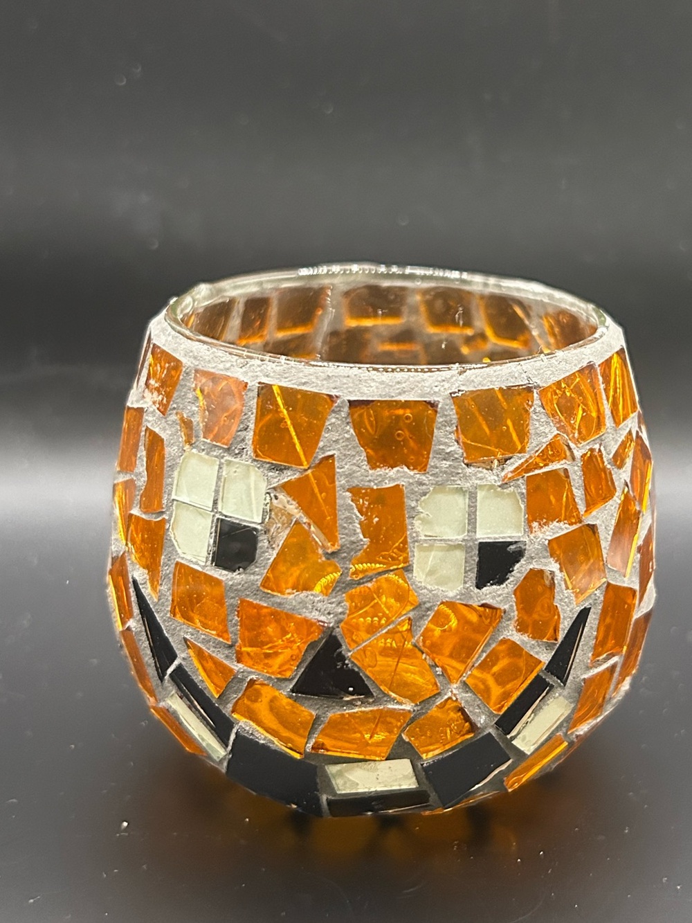 Pumpkin Mosaic Tealight Holder - Orange